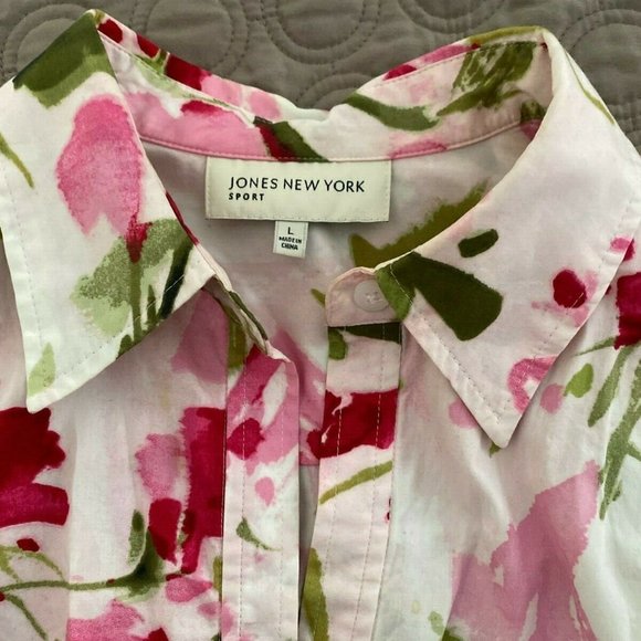 Johns New York Sport Flower Blouse Size L - Picture 7 of 8